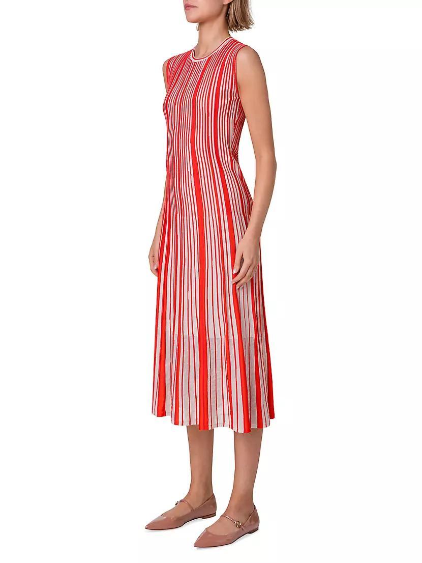 Striped Silk & Wool-Blend Midi-Dress Product Image