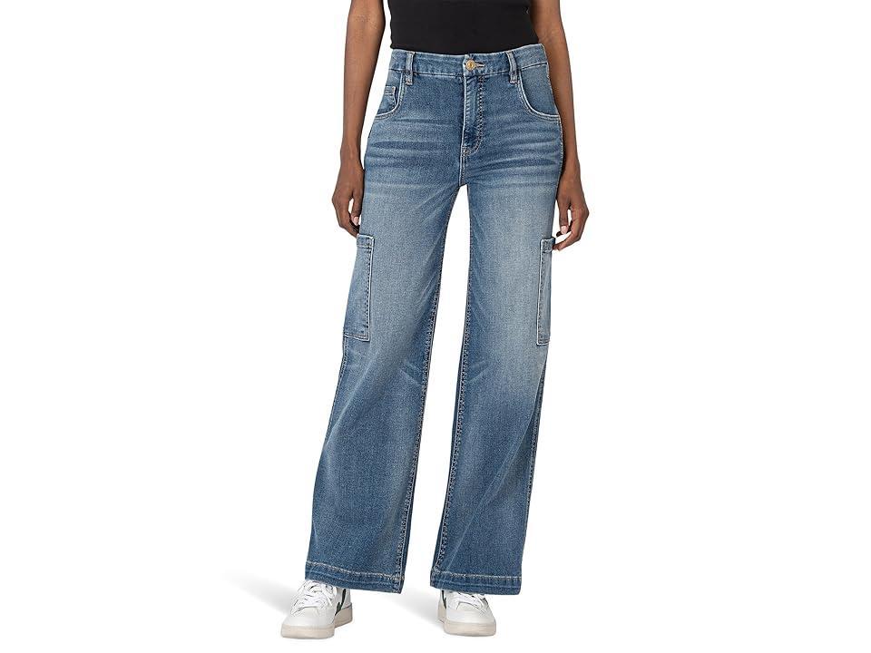 KUT from the Kloth Jodi High-Rise Fab Ab Wide Legslash Front Carpenter in Creative (Creative) Women's Jeans Product Image