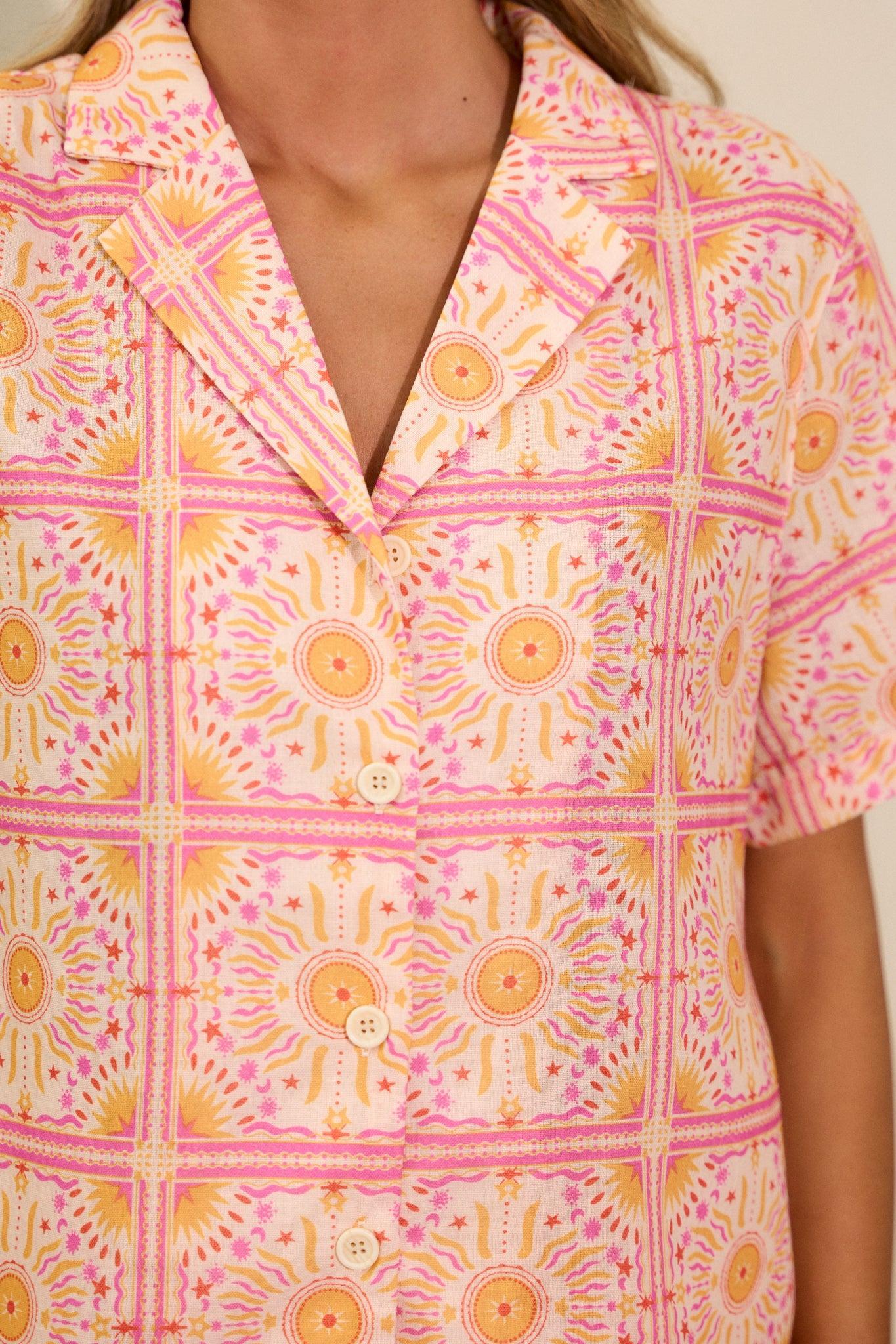 Feel The Sunshine Pink Multi Print Top Product Image