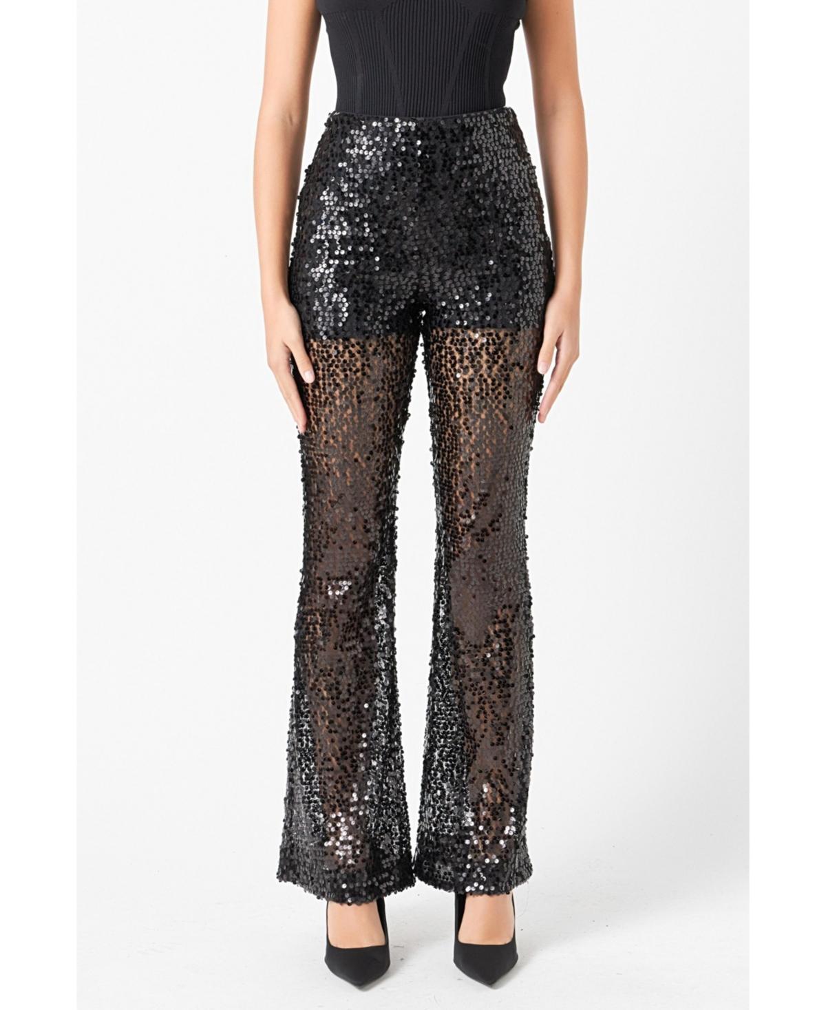 Womens Flared Sequins Pants product image