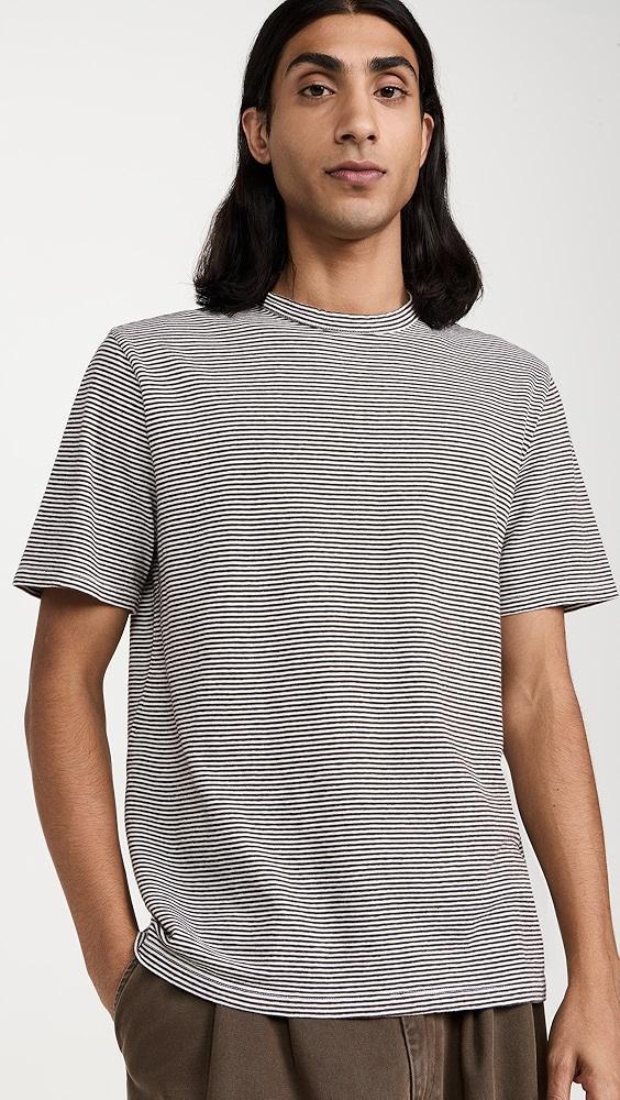 Officine Generale Stripe Cotton Linen Tee | Shopbop Product Image