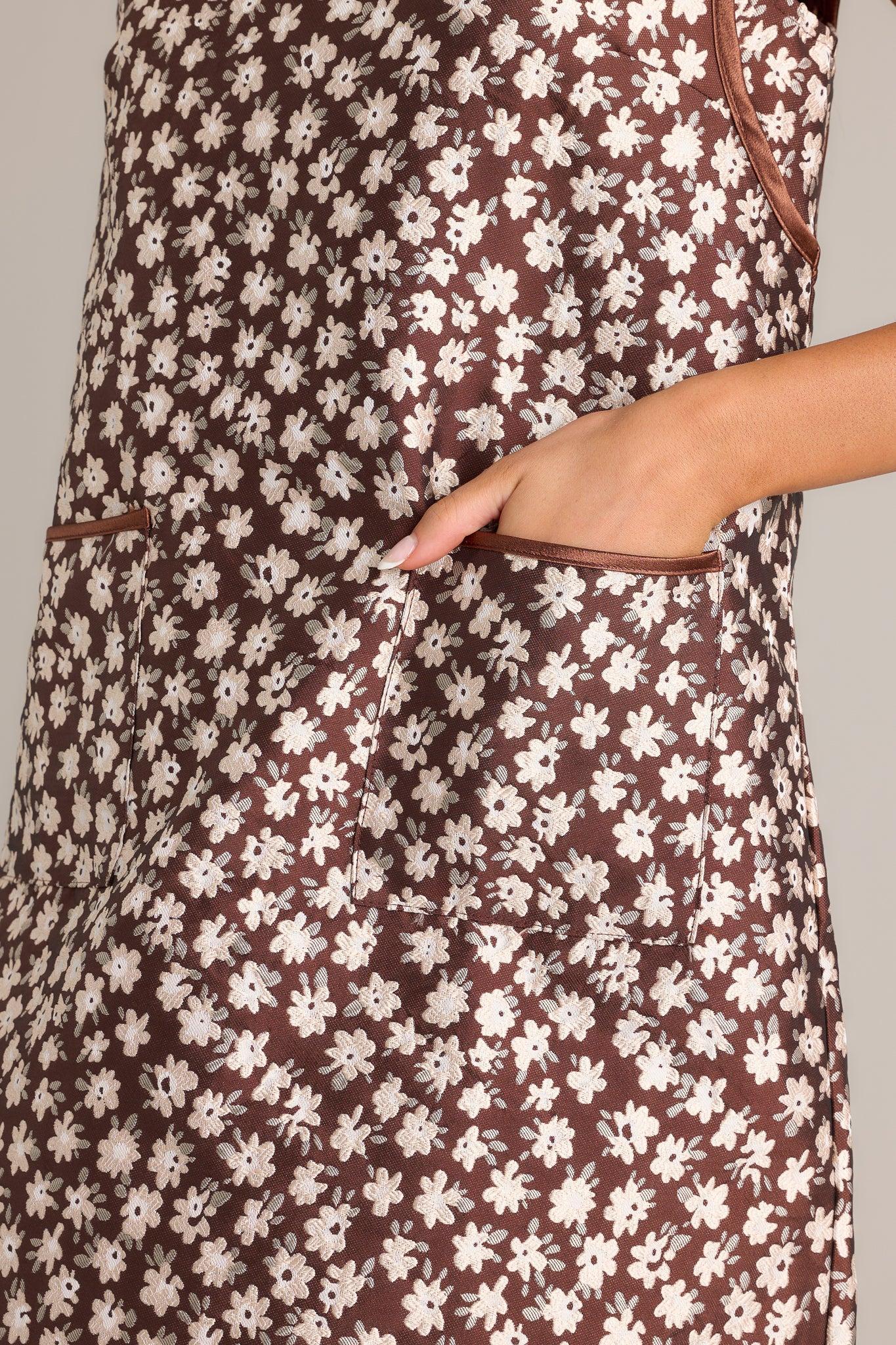 Serene Blossoms Brown Floral Mini Dress Product Image