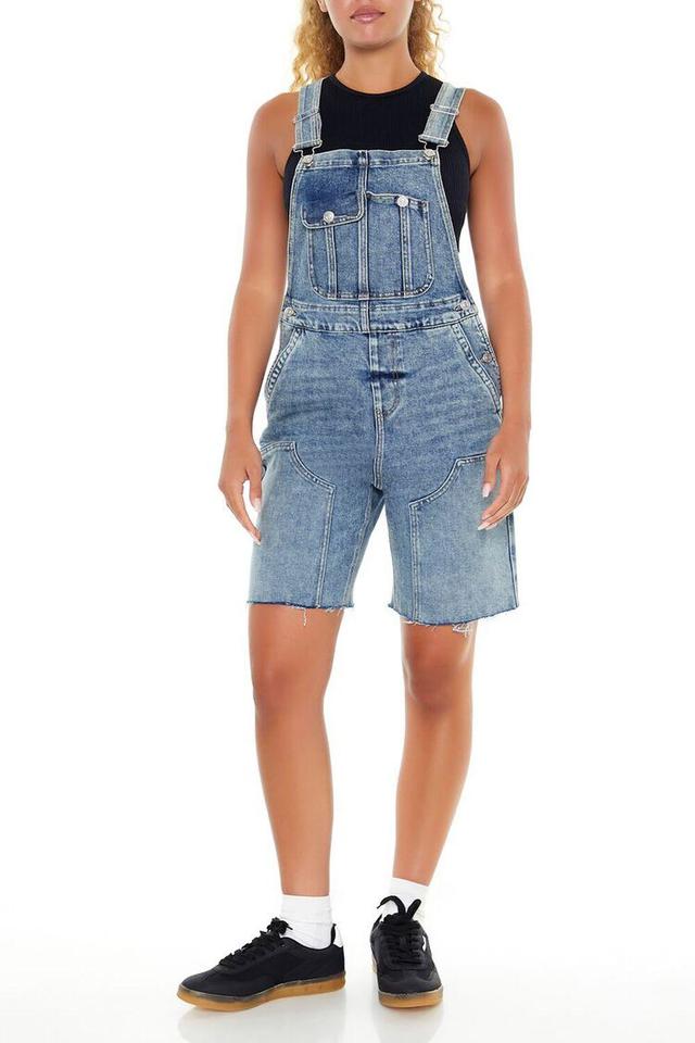 Raw-Cut Denim Overall Shorts | Forever 21 Product Image