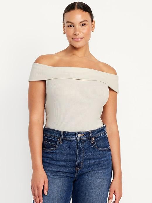 Off-Shoulder Ribbed Top Product Image