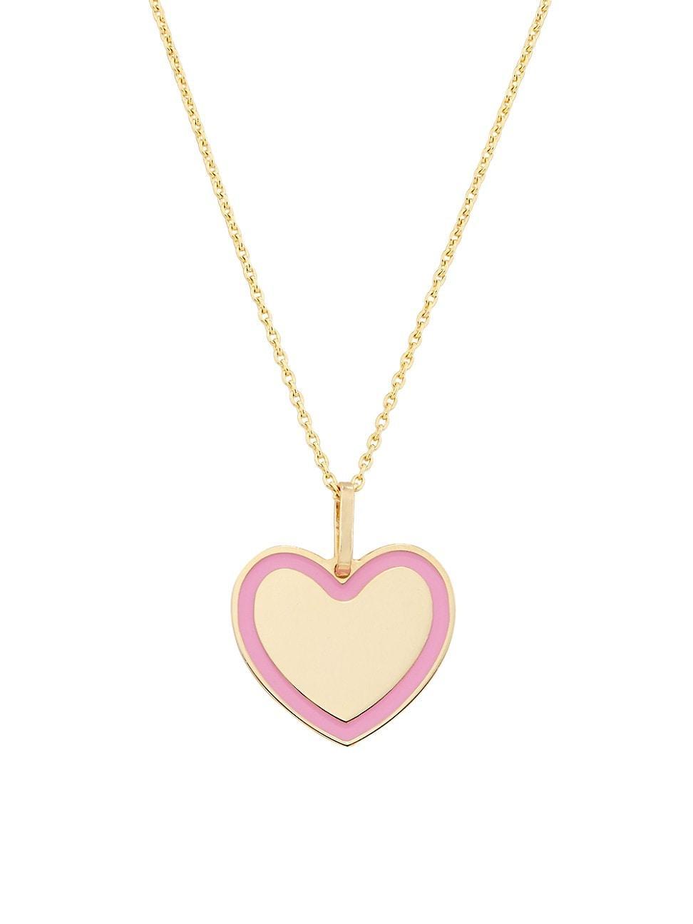 Womens 14K Yellow Gold & Enamel Heart Pendant Necklace Product Image