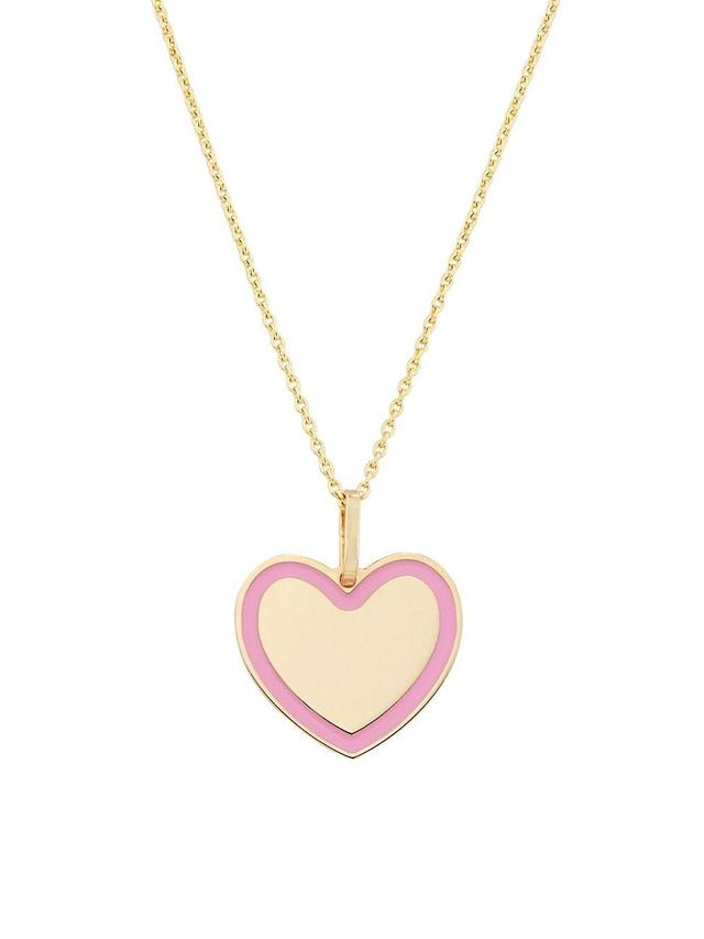 Womens 14K Yellow Gold & Enamel Heart Pendant Necklace Product Image