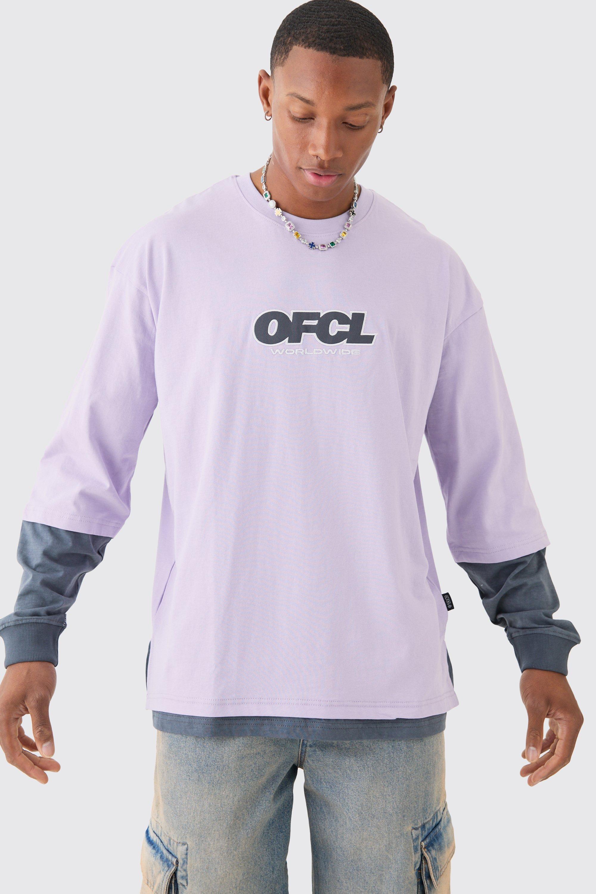 Oversized Washed Carded Heavy OFCL Faux Layer T-shirt | boohooMAN USA Product Image