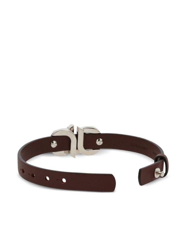 FERRAGAMO Gancini-buckle Leather Bracelet In Brown Product Image