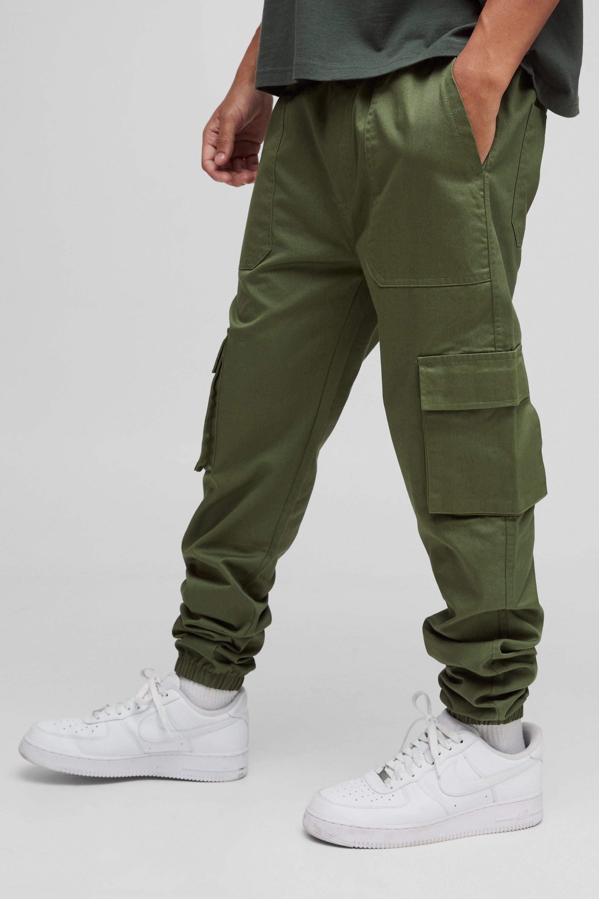 Skinny Fit Elasticated Waist Cuffed Cargo Trousers | boohooMAN USA Product Image