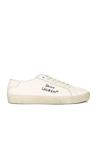 Saint Laurent Embroidered Sneakers in Ivory Product Image