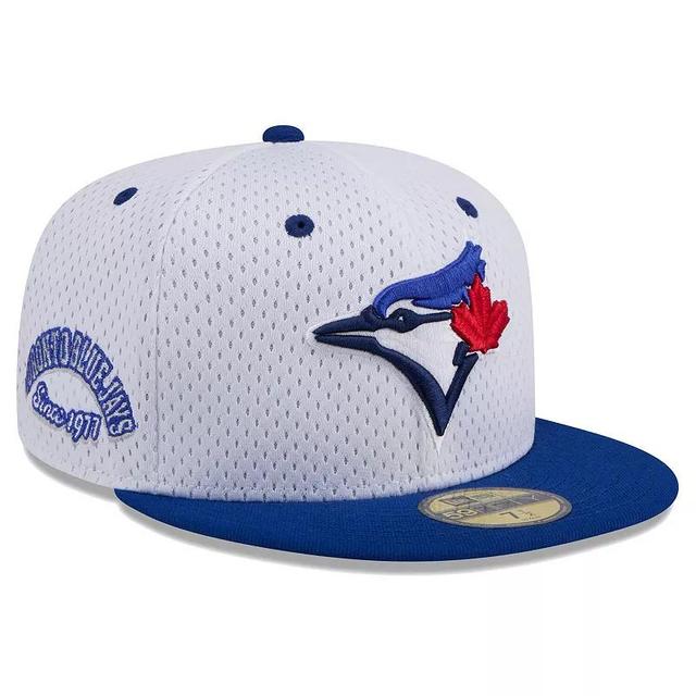 Mens New Era White Toronto Blue Jays Throwback Mesh 59FIFTY Fitted Hat Product Image