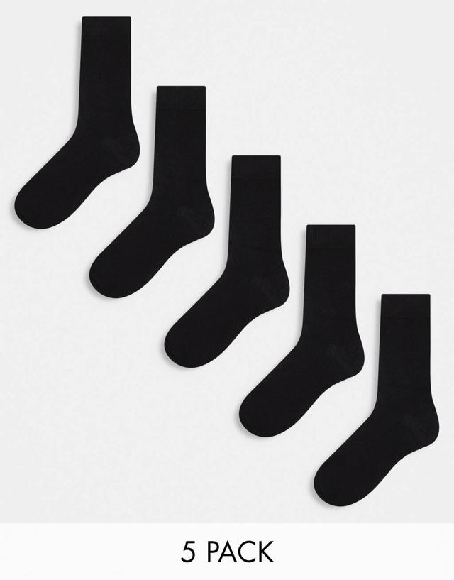 ASOS DESIGN 5-pack ankle socks in black Product Image