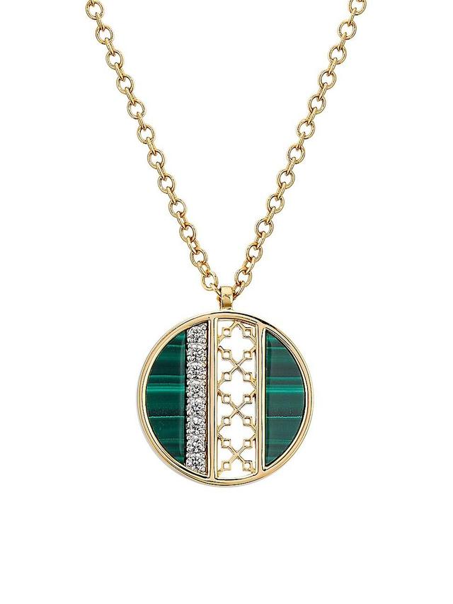 Womens Dare To Dream 18K Yellow Gold, Malachite & 0.14 TCW Diamond Pendant Necklace Product Image