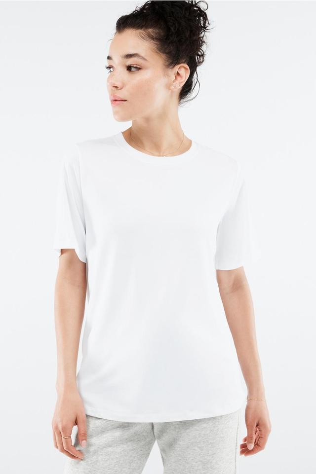 Fabletics Blake Short-Sleeve Long Tee Womens white plus Size 4X Product Image