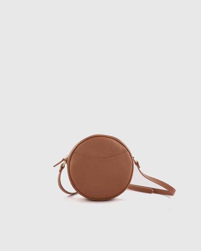 Womens Italian Leather Circle Crossbody Bag in Cognac by Quince Product Image