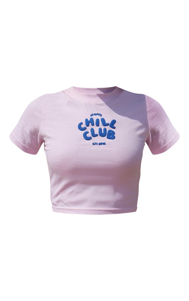 Ice Grey Chill Club Puff Print Cotton Crop Top Product Image