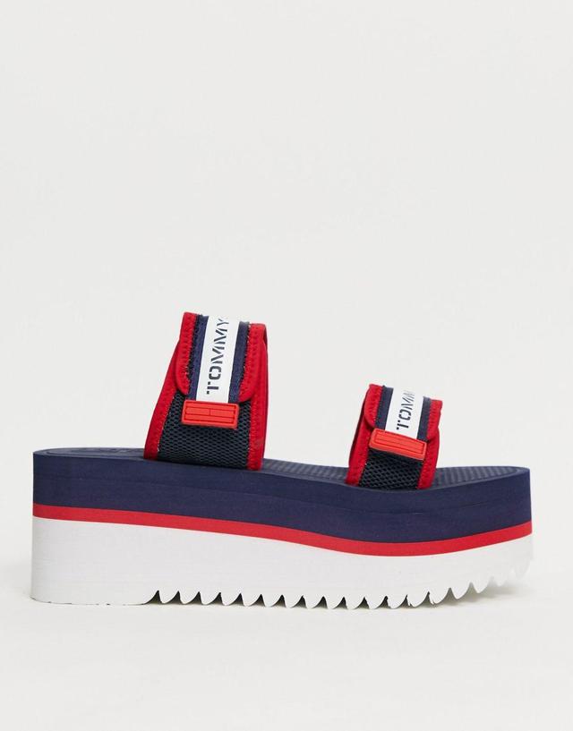 Tommy Hilfiger chunky tape sandals in navy Product Image