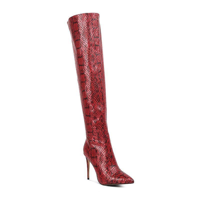 Womens Catalina Snake Print Stiletto Knee Boots Product Image