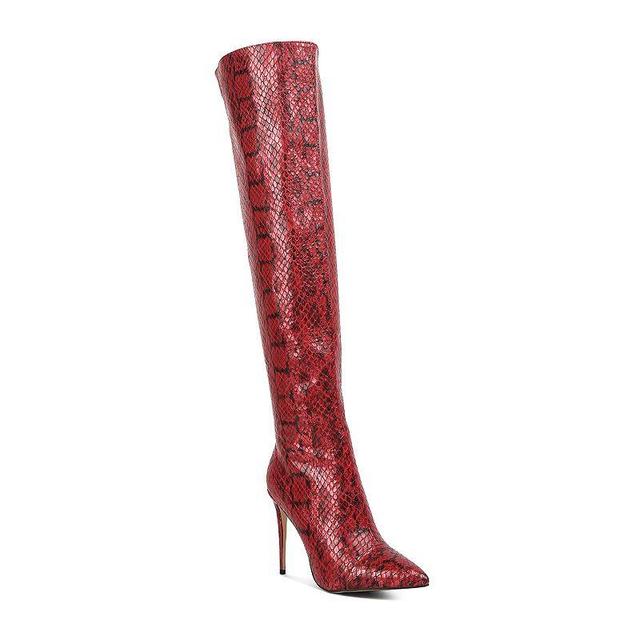 London Rag Catalina Womens Knee-High Snake Print Stiletto Boots Product Image