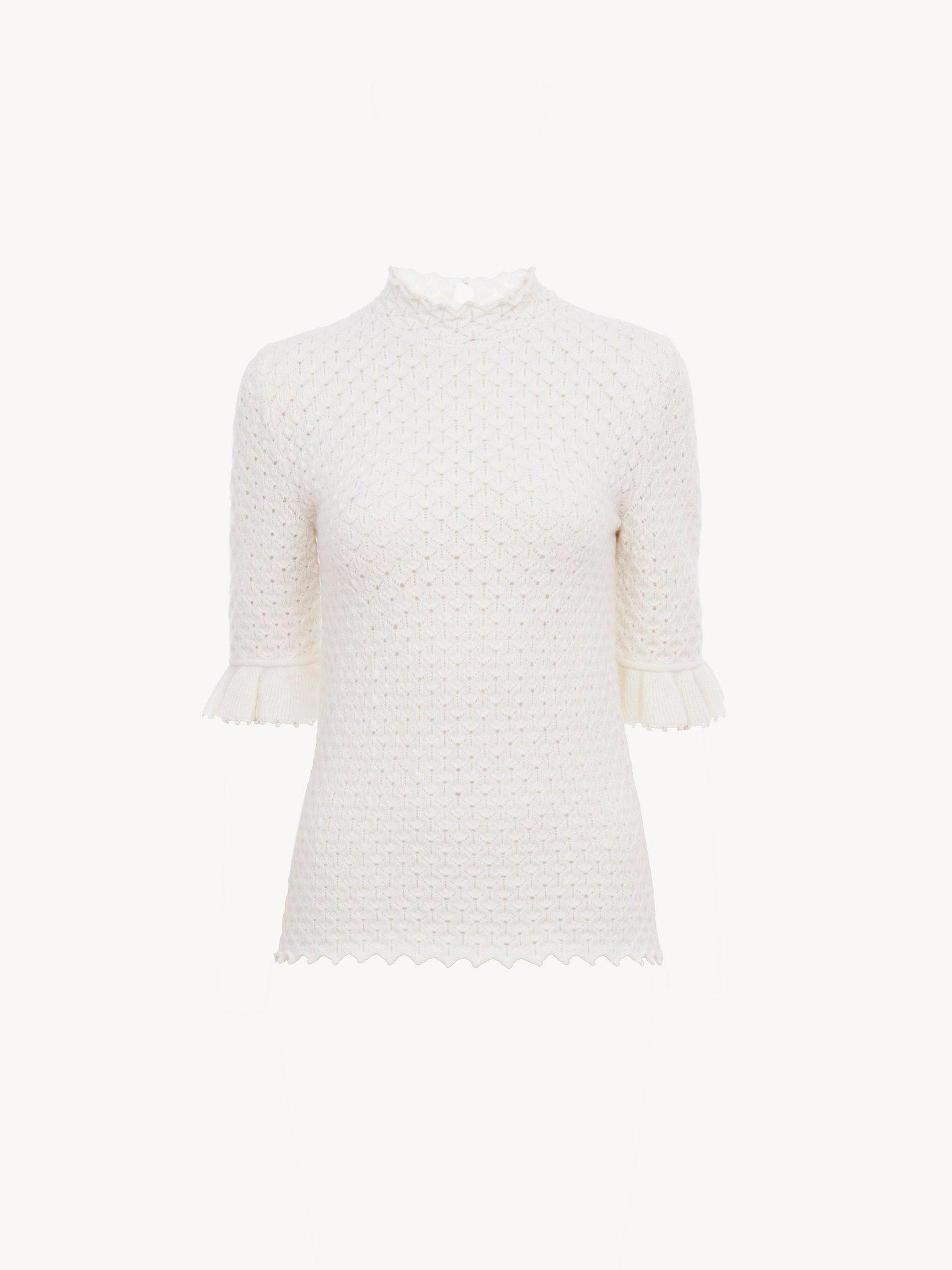 Short-sleeve sweater in wool & cashmere knit Product Image