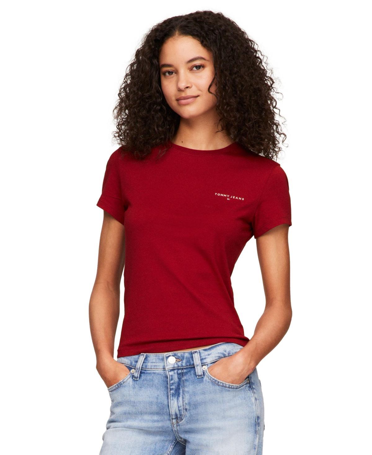 Tommy Jeans Womens Cotton Slim-Fit Linear Logo T-Shirt Product Image