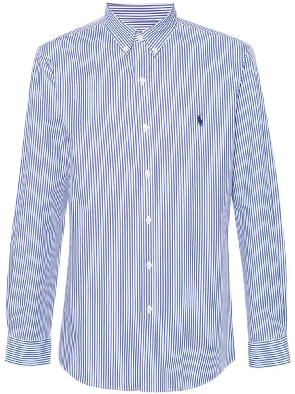 POLO RALPH LAUREN Blue And White Stretch-cotton Shirt Product Image