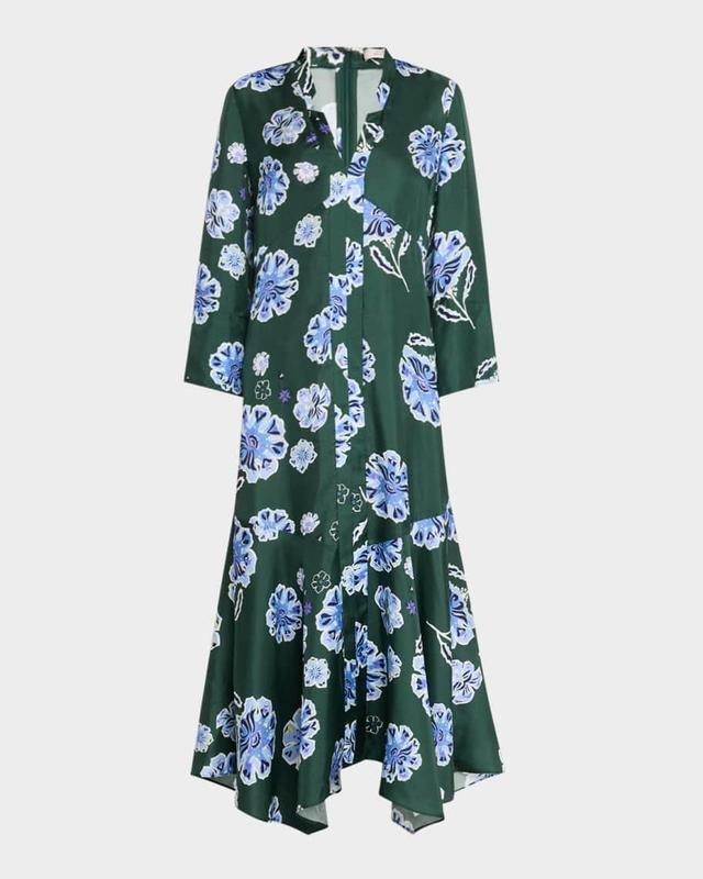 Big Garden Floral-Print Silk Twill Midi Dress Product Image