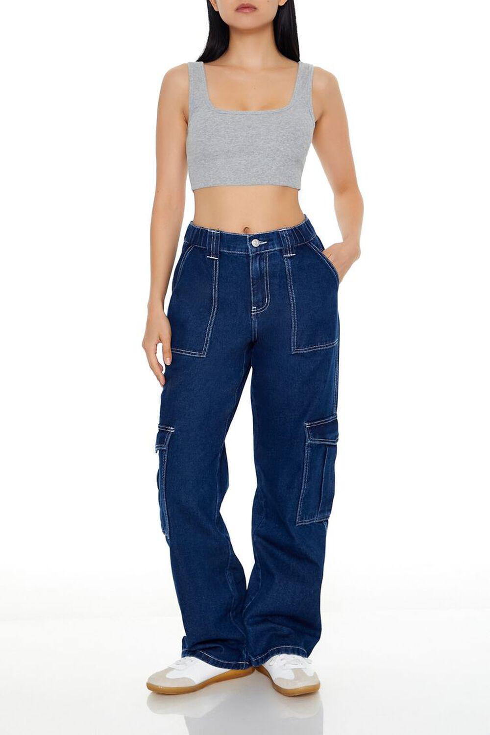 High-Rise Cargo Jeans | Forever 21 Product Image