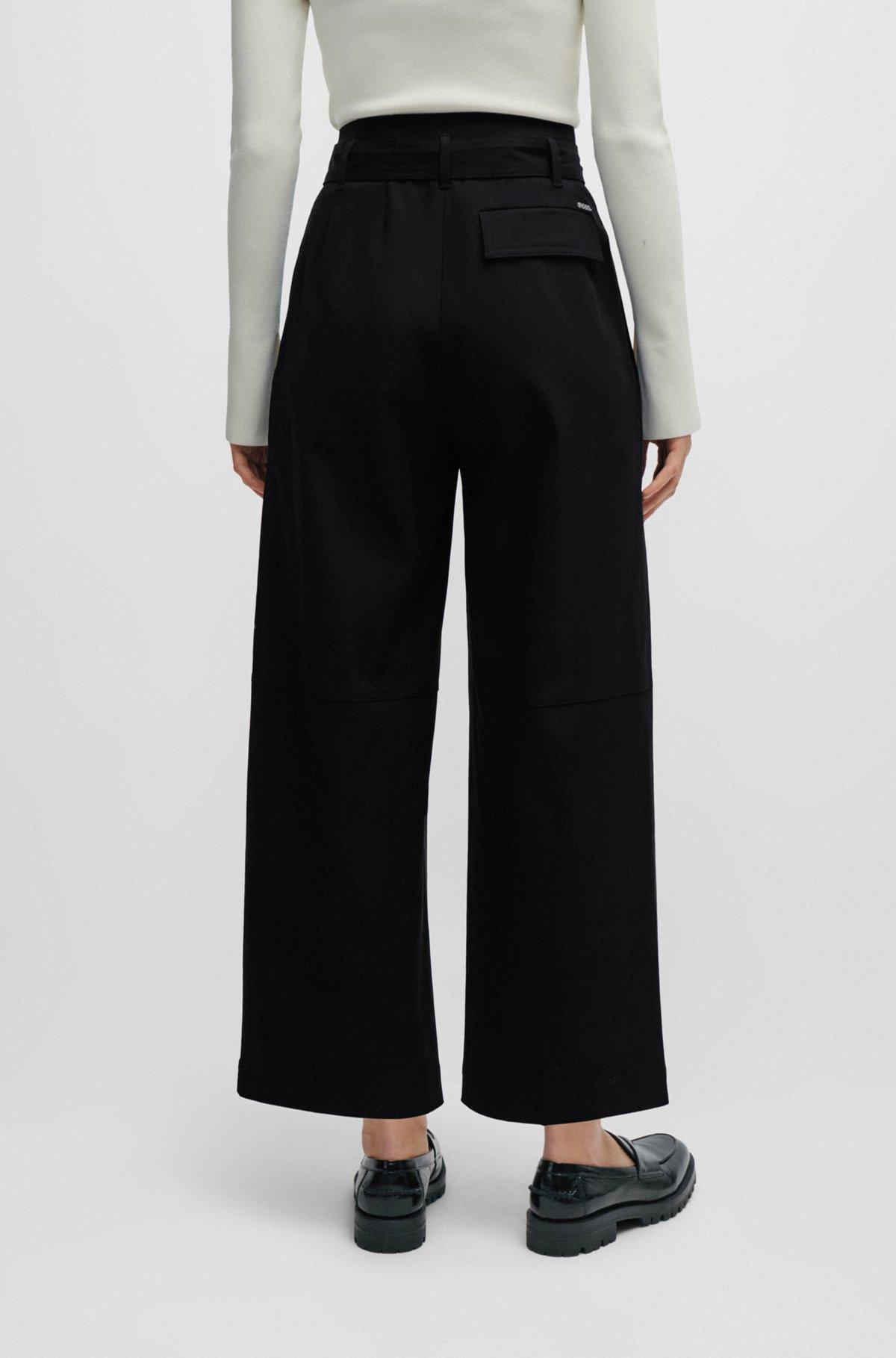 Tapered-fit wide-leg trousers with fabric belt Product Image