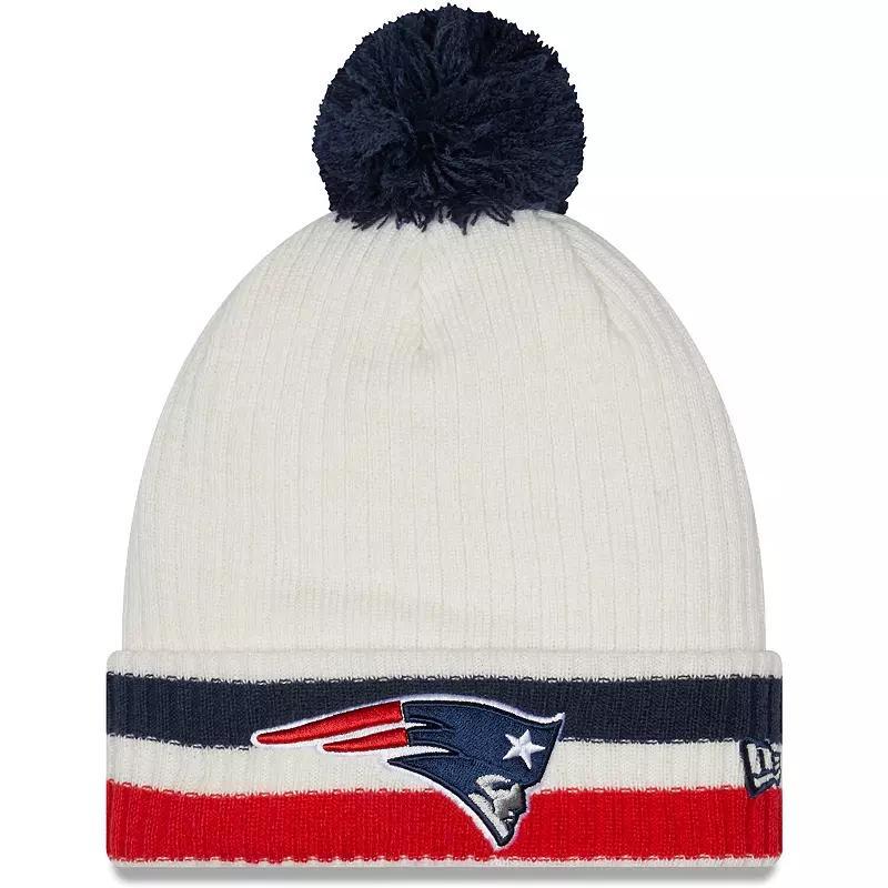 Mens New Era New England Patriots Retro Cuffed Knit Hat with Pom Product Image