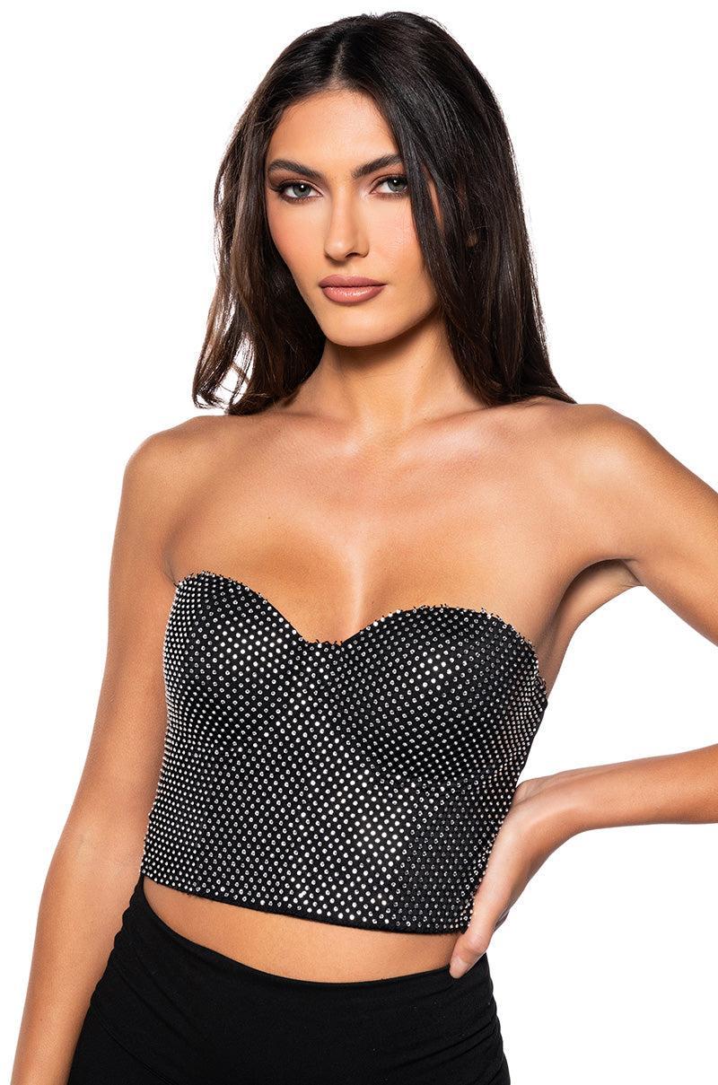 ON MY LEVEL RHINESTONE CORSET TOP Product Image