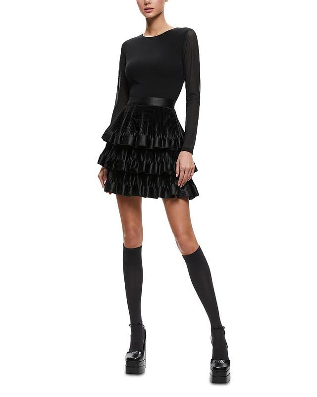 Alice+Olivia Chara Pleated Ruffled Midi Dress Product Image