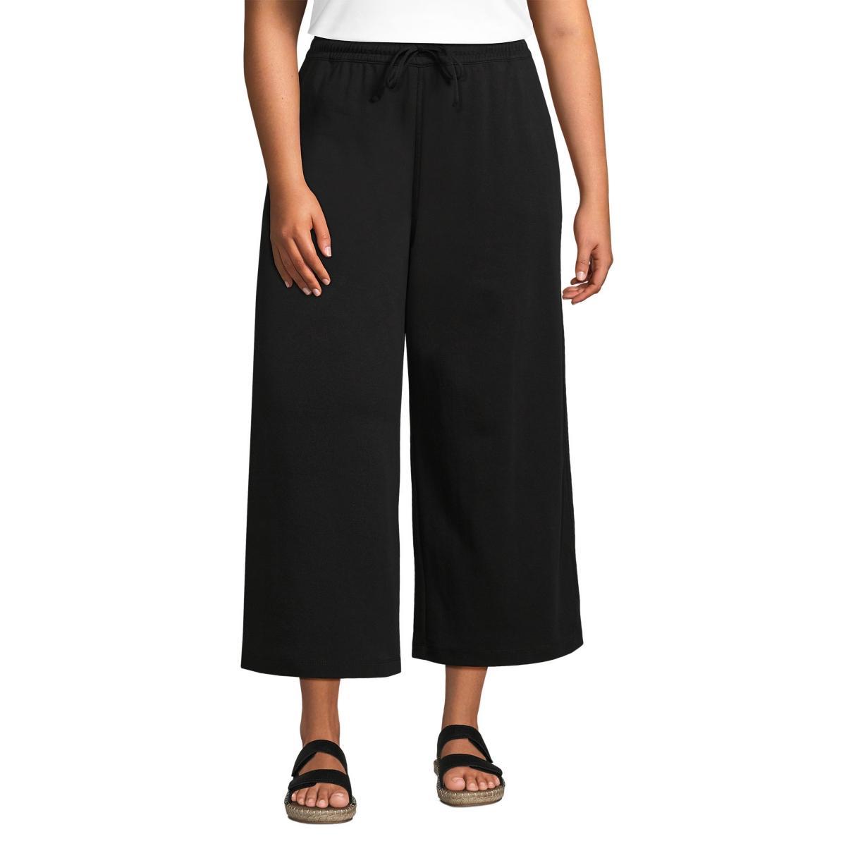 Womens Lands End Sport Knit Pull-On Wide Leg Crop Pants Product Image