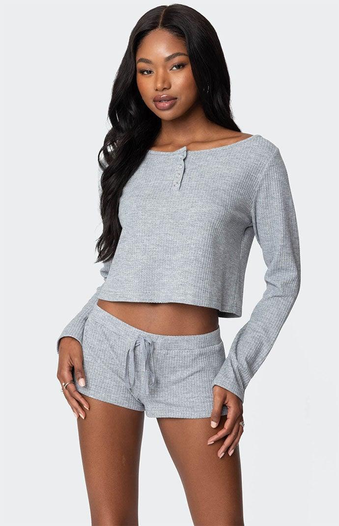 Edikted Women's Teddy Cropped Waffle Top Product Image