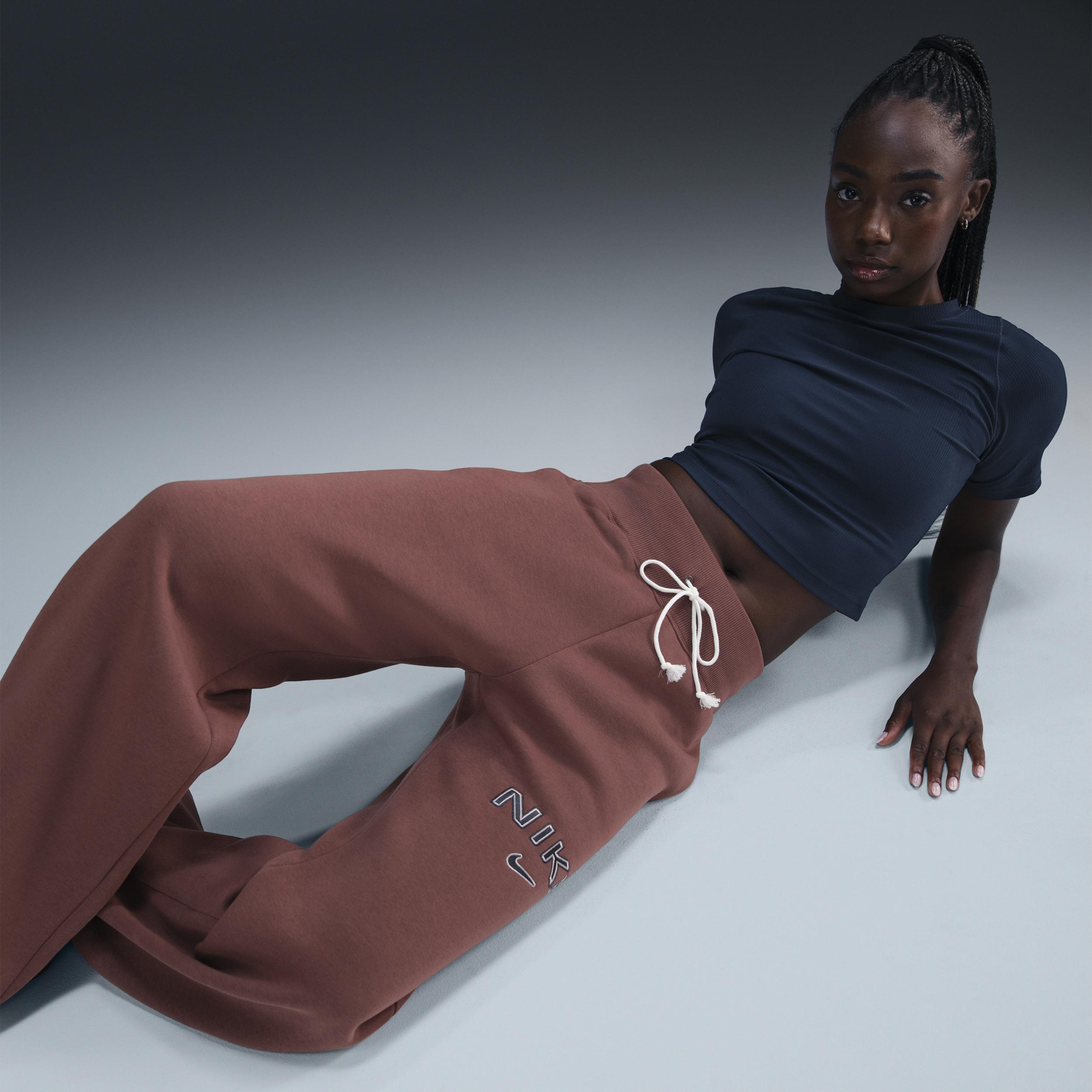 Womens Nike Sportswear Phoenix Fleece High-Waisted Wide-Leg Logo Pants Product Image