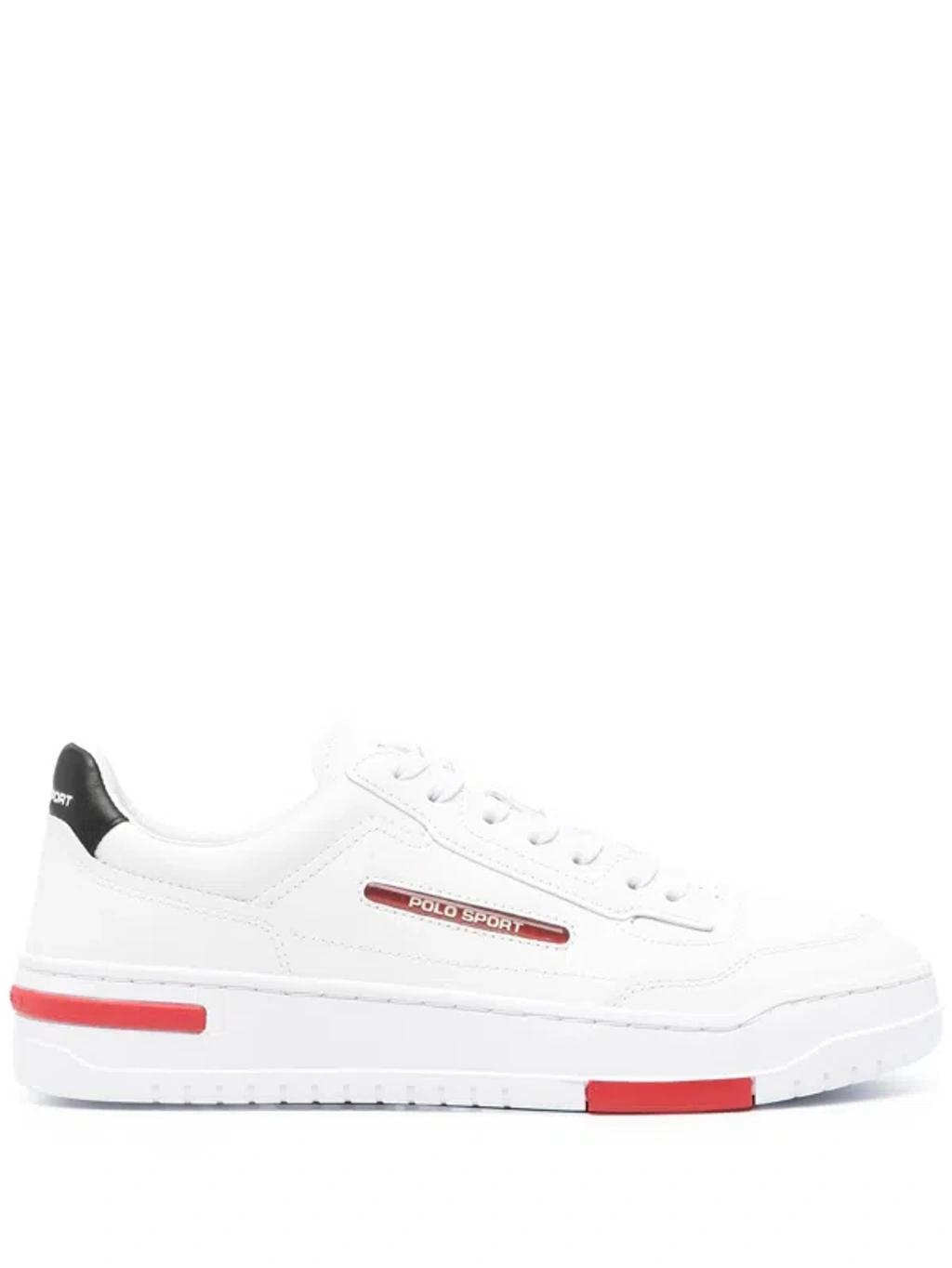 POLO RALPH LAUREN Logo-patch Leather Sneakers In White Product Image