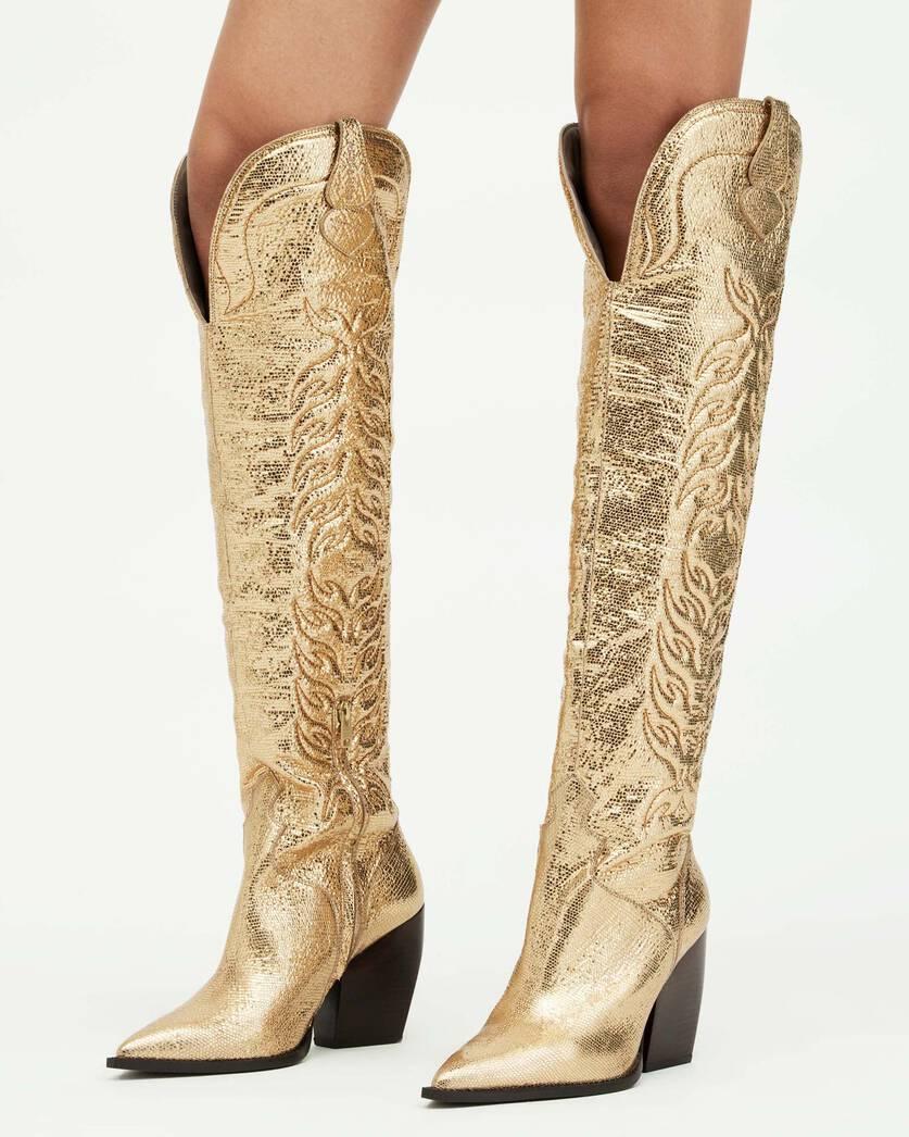 Roxanne Knee High Metallic Leather Boots Product Image