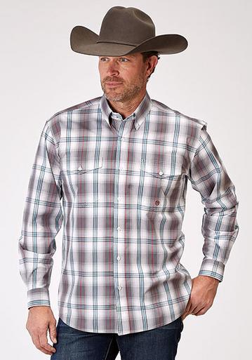 Roper® Men's L/S Amarillo Grey Cloud Plaid Button Shirt Product Image