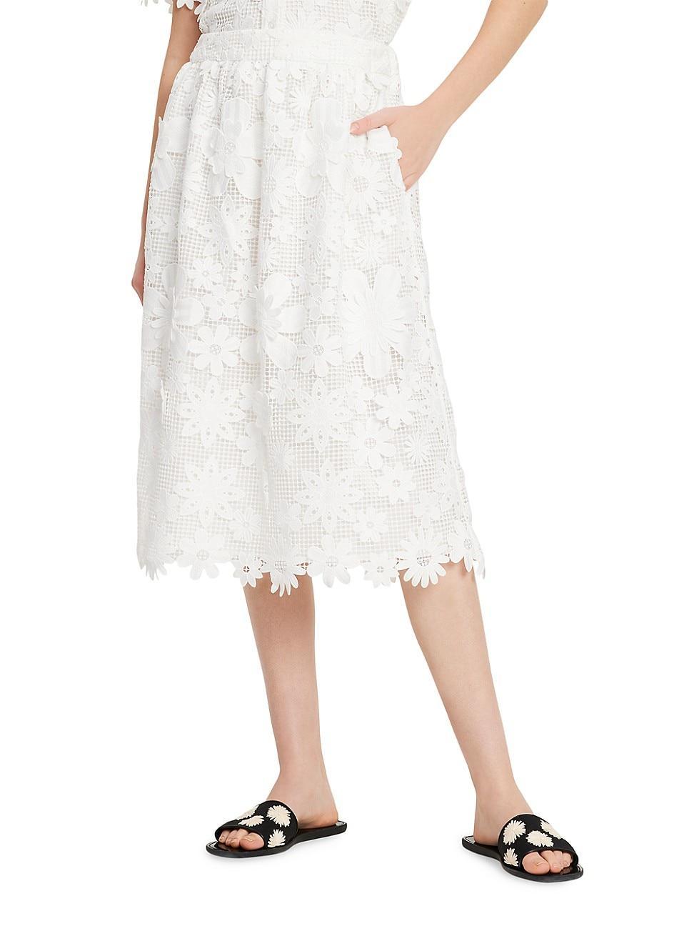 Womens Floral Lace Midi-Skirt product image