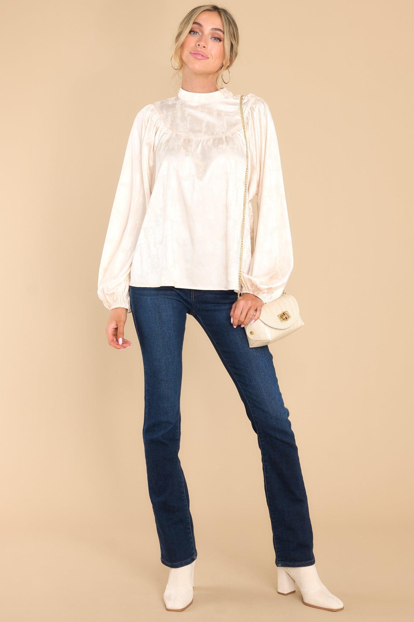 Aura Deserving Praise Ivory Satin Top Product Image