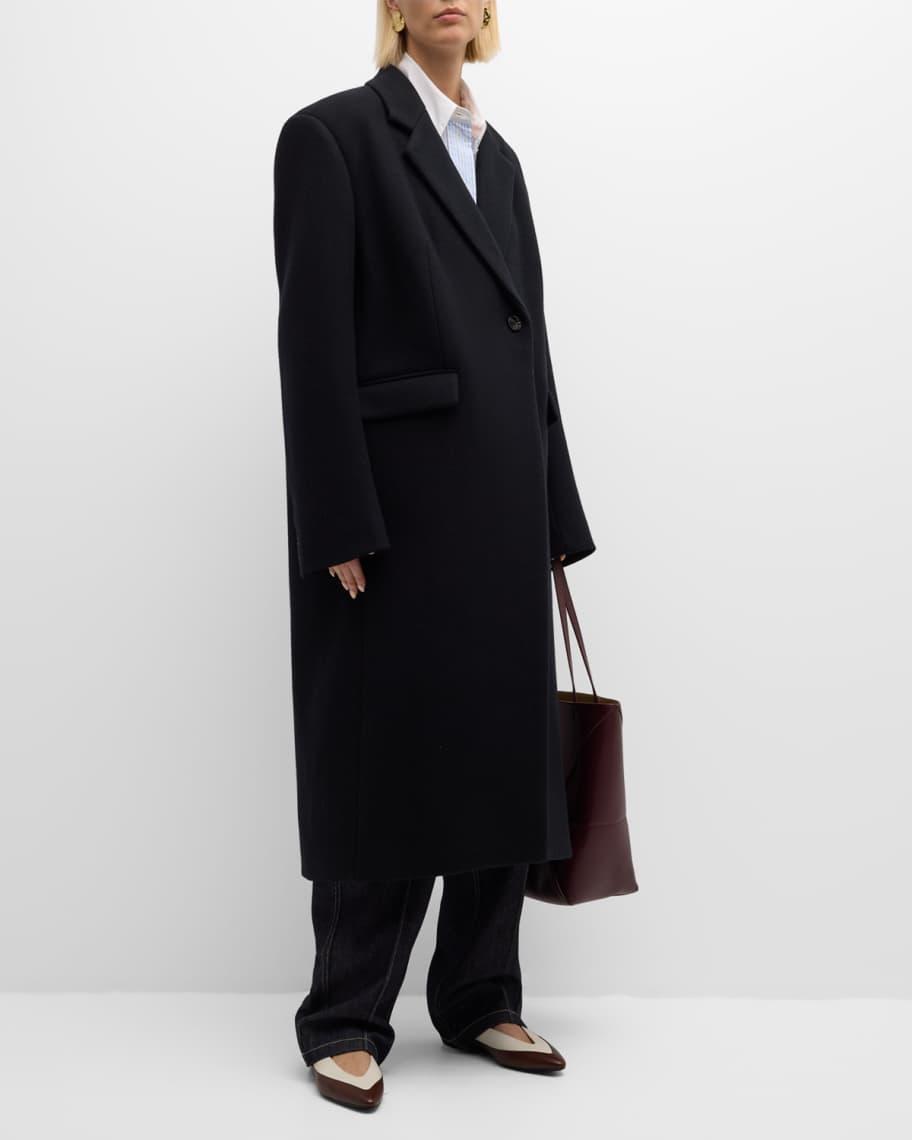 Single-Breasted Long Wool Coat Product Image