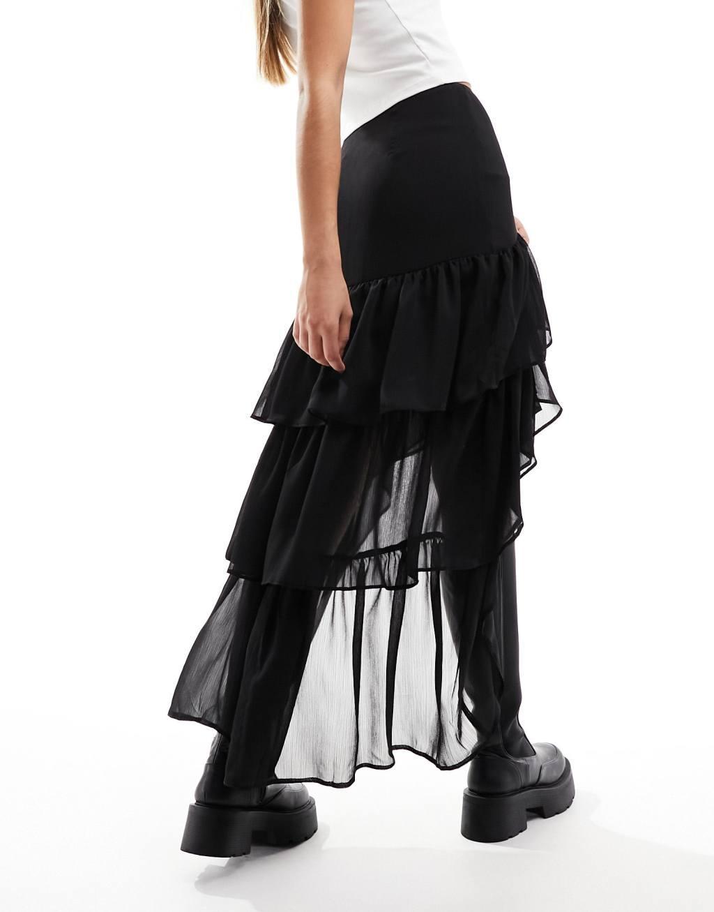 Miss Selfridge chiffon hi lo hem maxi skirt Product Image