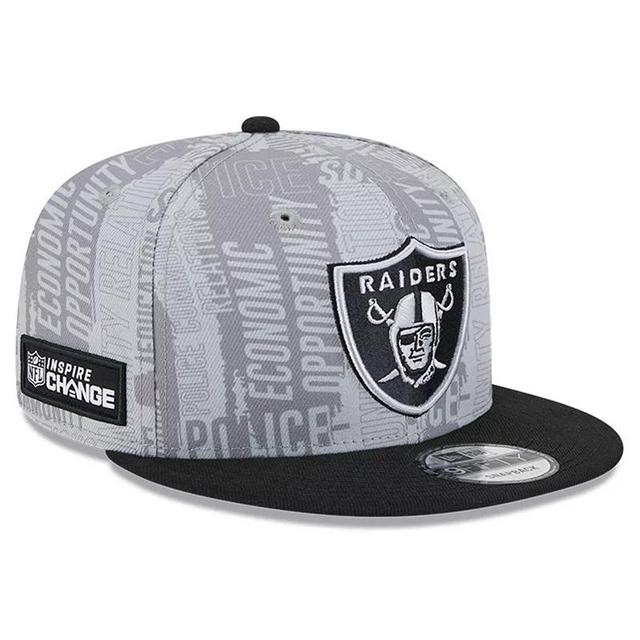 Mens New Era Gray Las Vegas Raiders 2023 Inspire Change 9FIFTY Snapback Hat - Gray Product Image