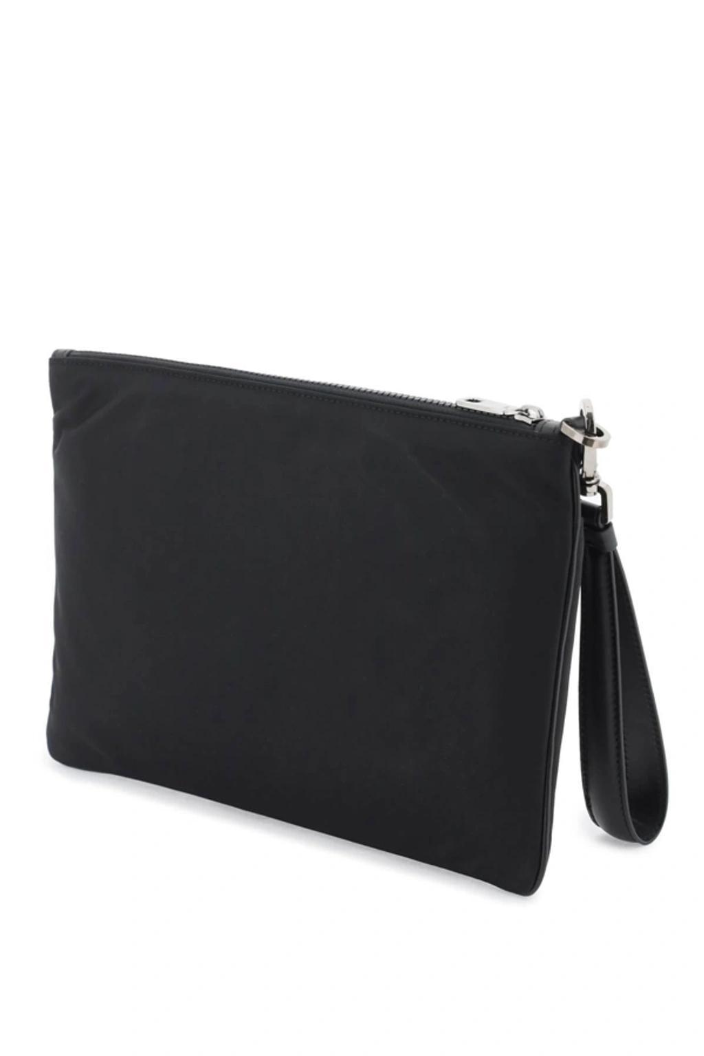 Nylon Pouch With Rubberized Logo In Nero Nero (black) Product Image