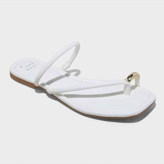 Womens Hanna Toe Ring Thong Sandals with Memory Foam Insole - A New Day Cream 7 Product Image