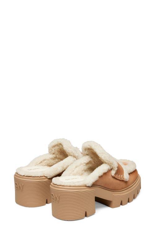 Lennox Suede Shearling Loafer Mules In Camel & Cream Product Image