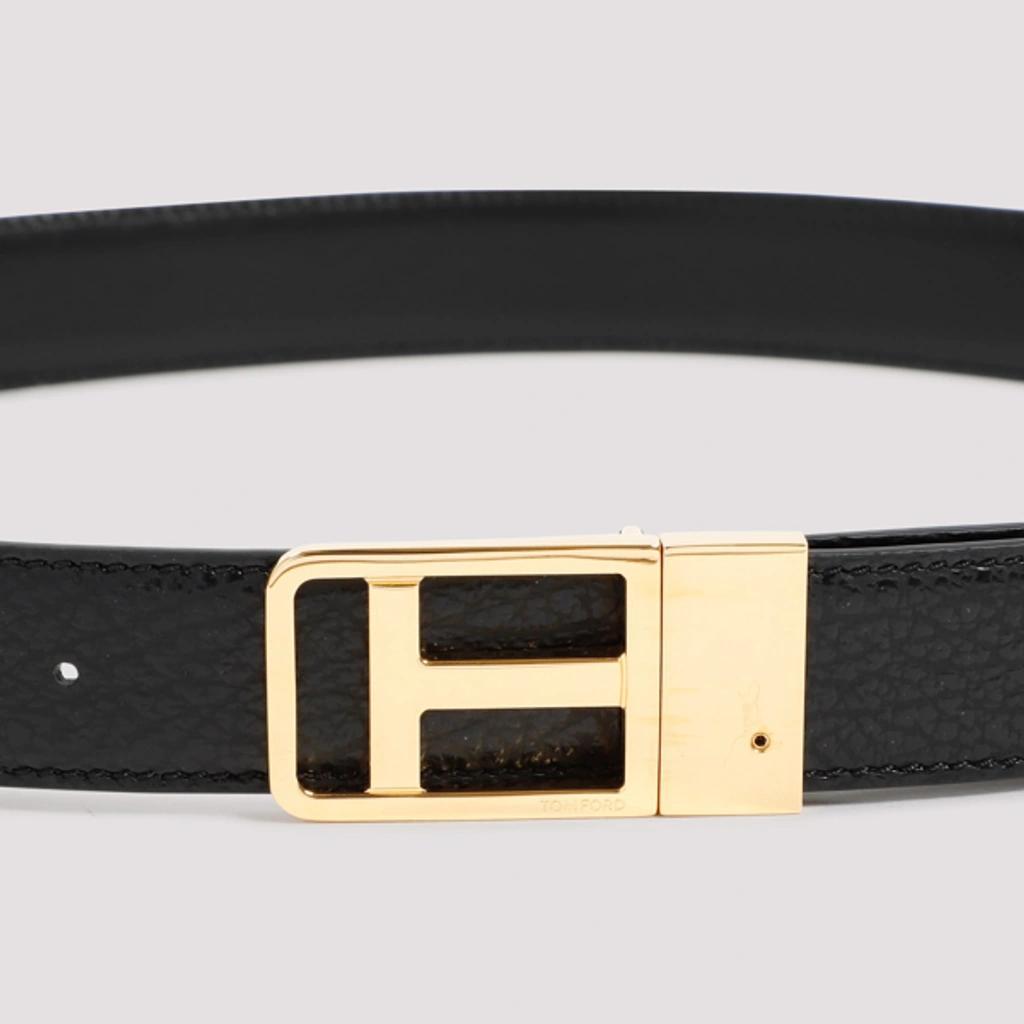 TOM FORD Buffalo Grain Reversible Framed T Belt In Black Product Image