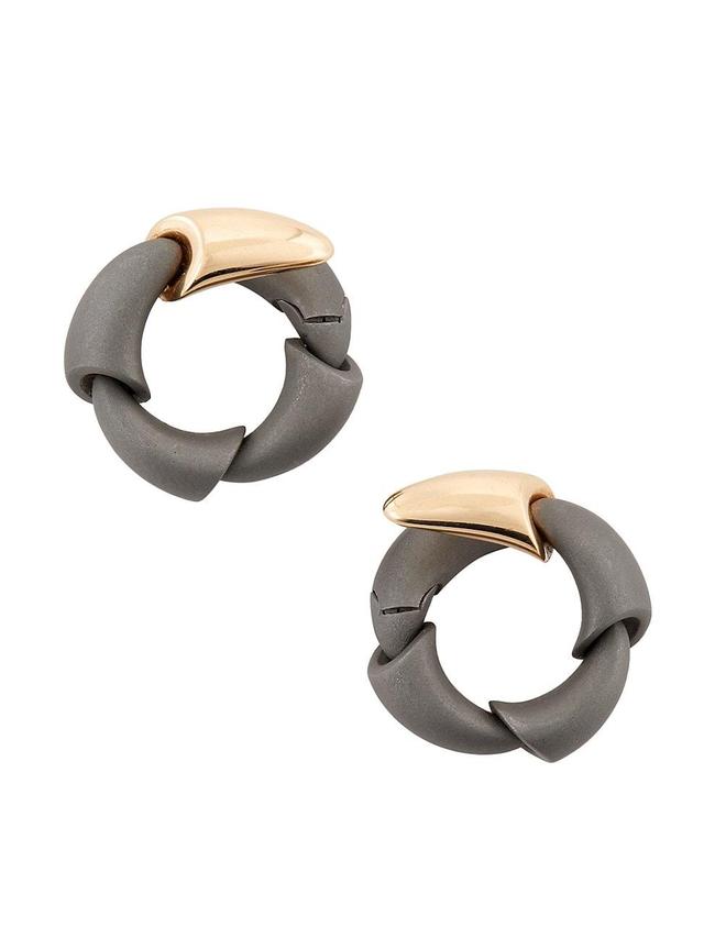 Womens Calla Titanium & 18K Rose Gold Hoop Earrings Product Image