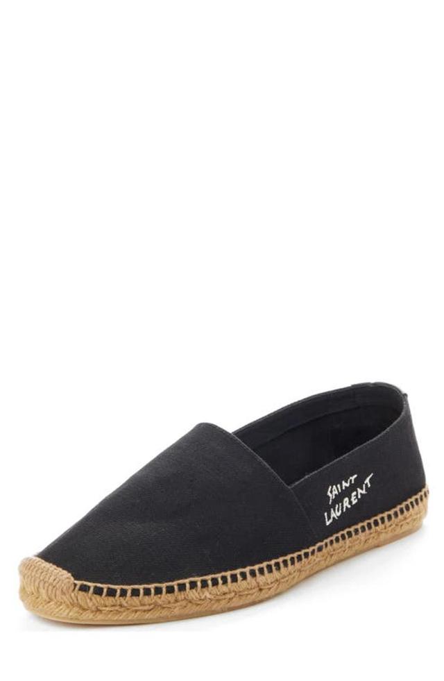 SAINT LAURENT Logo-embroidered Canvas Espadrilles In Black Product Image