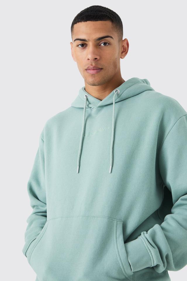 Mens Green Oversized Official Washed Hoodie, Green Product Image